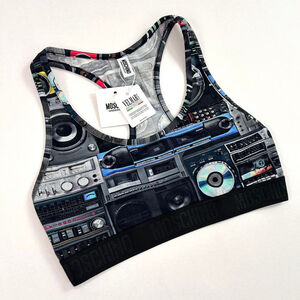 NWT Moschino electronics print racerback sports bra